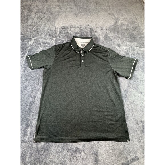 Ashworth Mens Polo Size Large Shirt Green Golf Performance Breathable Quick Dry - Picture 1 of 11
